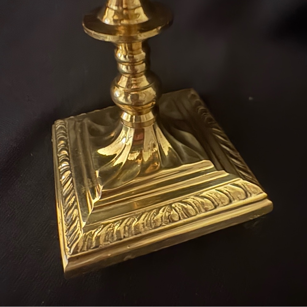 Vintage Solid Brass Pedestal Candle Holder Ralph Lauren Style Decor - Picture 2 of 8